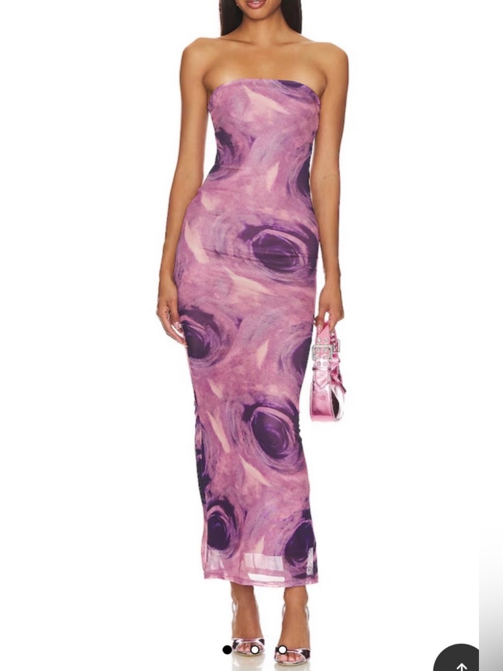 MORE TO COME - Strapless Pink & Purple Marble Maxi Dress